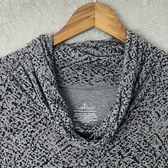 Cuddl Duds T Shirt Dress Women's Gray Long Sleeve Cowl Neck Stretch SZ/M - Picture 3 of 12